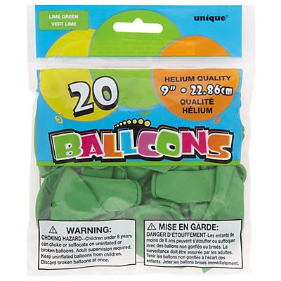 slide 1 of 1, Unique Industries Unique Lime Green Balloons, 20 ct