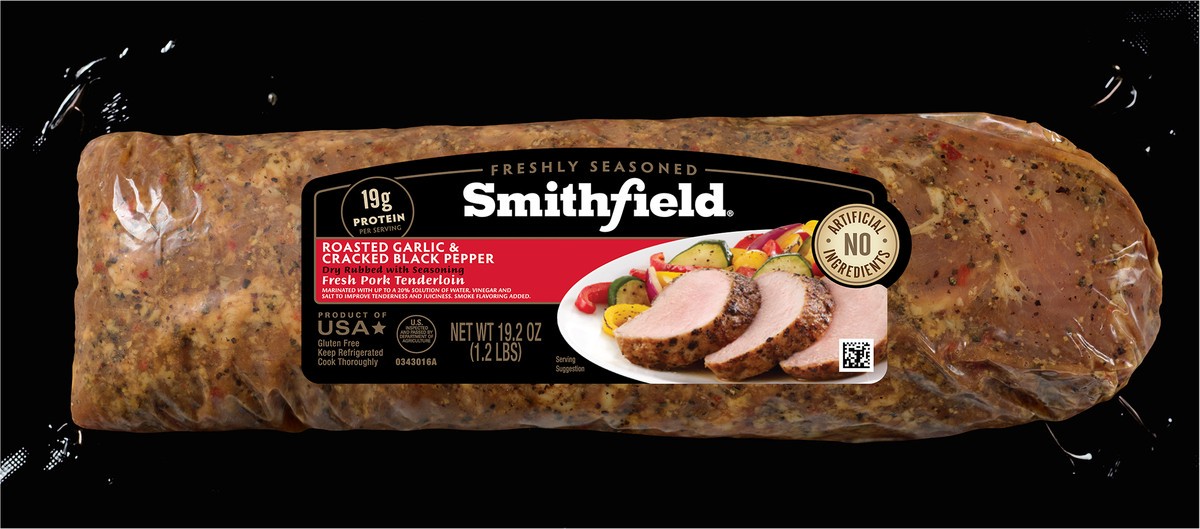 slide 3 of 3, Smithfield Roasted Garlic & Cracked Black Pepper Fresh Pork Tenderloin, 19.2 oz