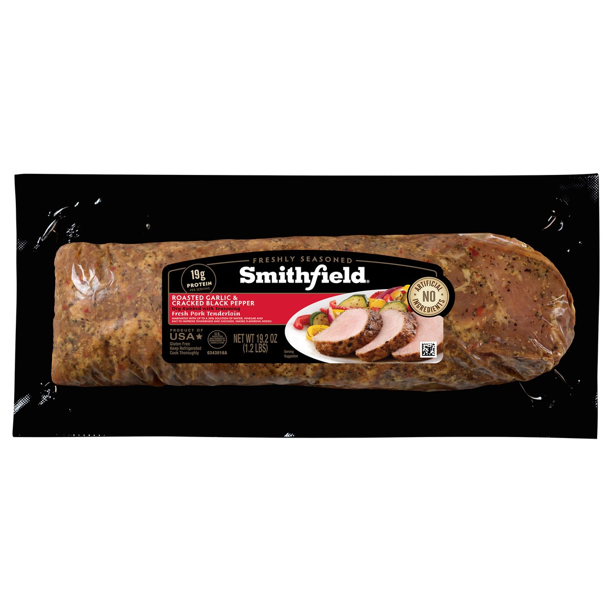 slide 1 of 3, Smithfield Roasted Garlic & Cracked Black Pepper Fresh Pork Tenderloin, 19.2 oz