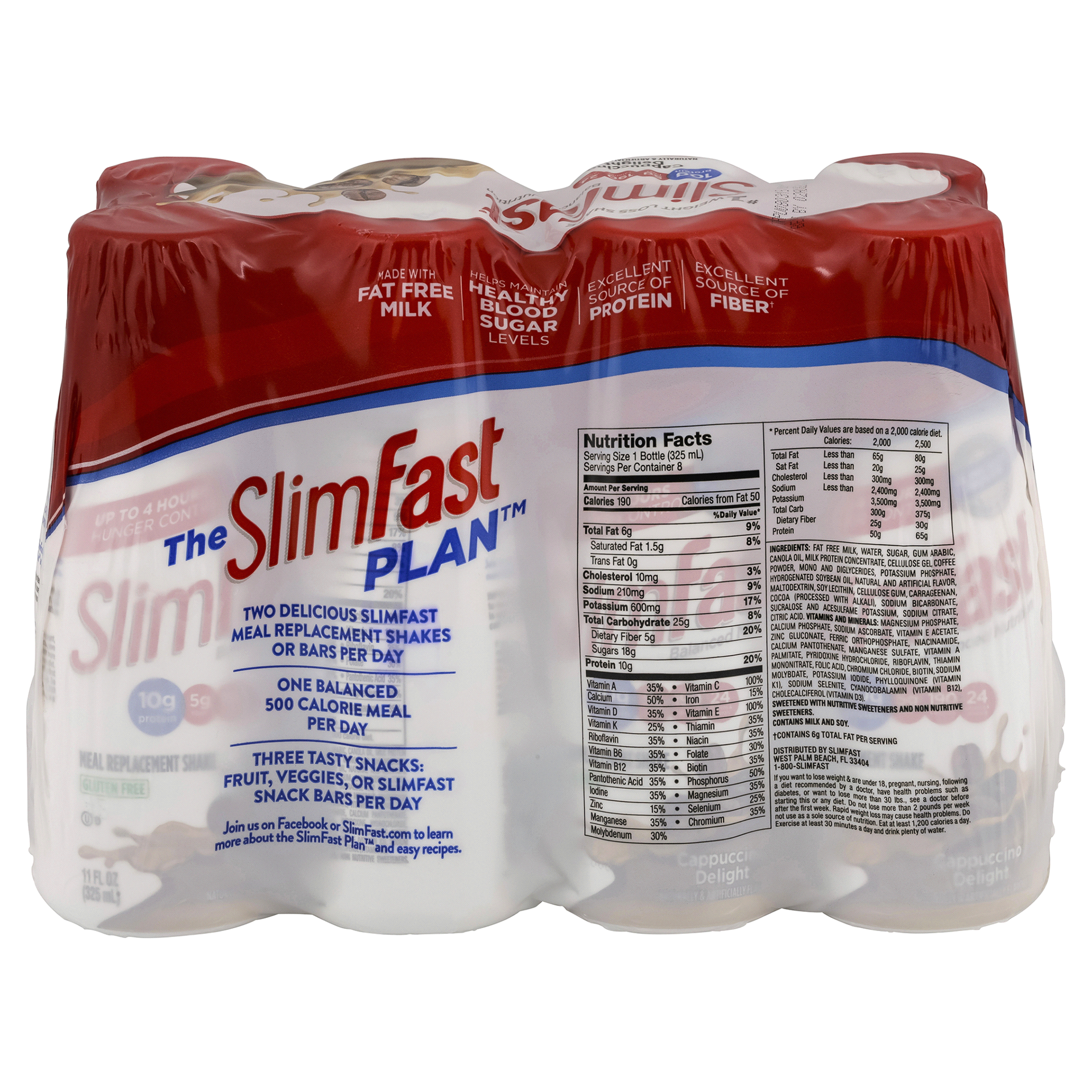 slide 5 of 9, SlimFast Original Cappuccino Delight Meal Replacement Shake 8 - 11 fl oz Bottles, 8 ct