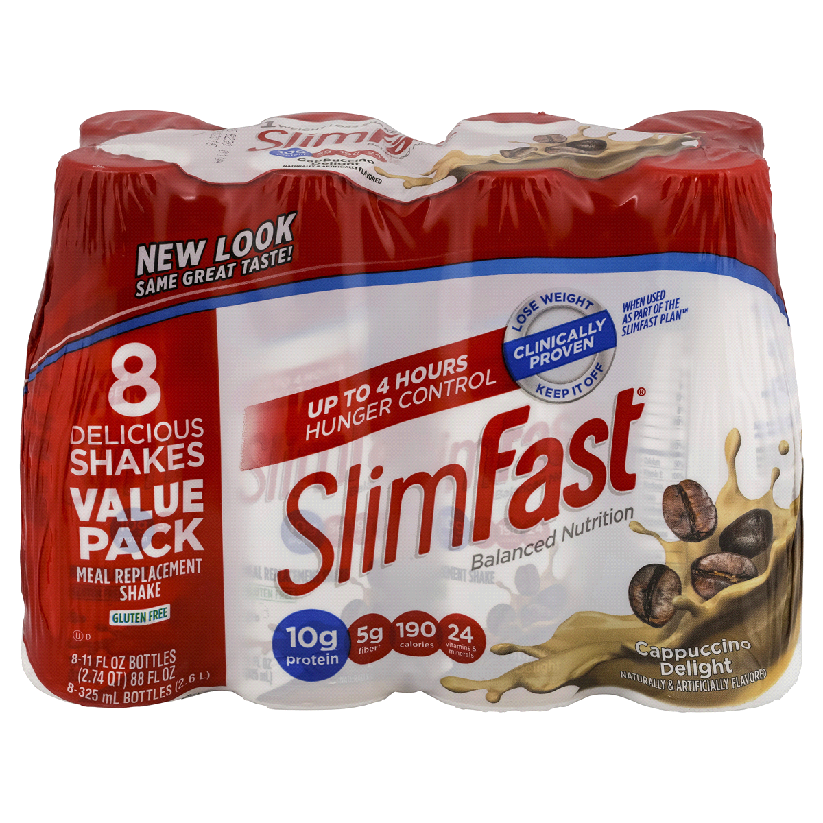 slide 1 of 9, SlimFast Original Cappuccino Delight Meal Replacement Shake 8 - 11 fl oz Bottles, 8 ct