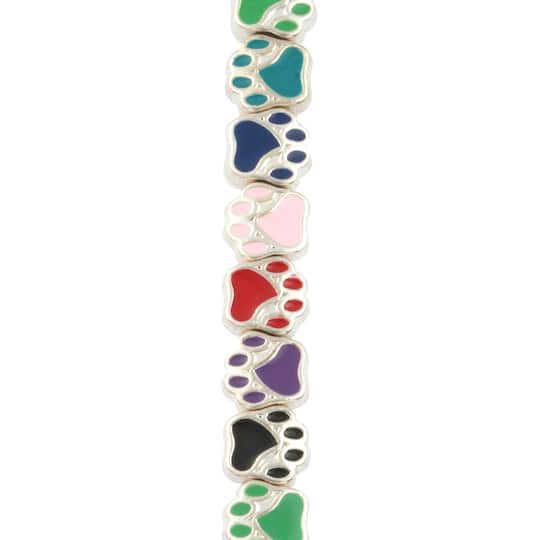 slide 1 of 3, Multicolor Enamel Metal Paw Beads, 10mm By Bead Landing, 10mm