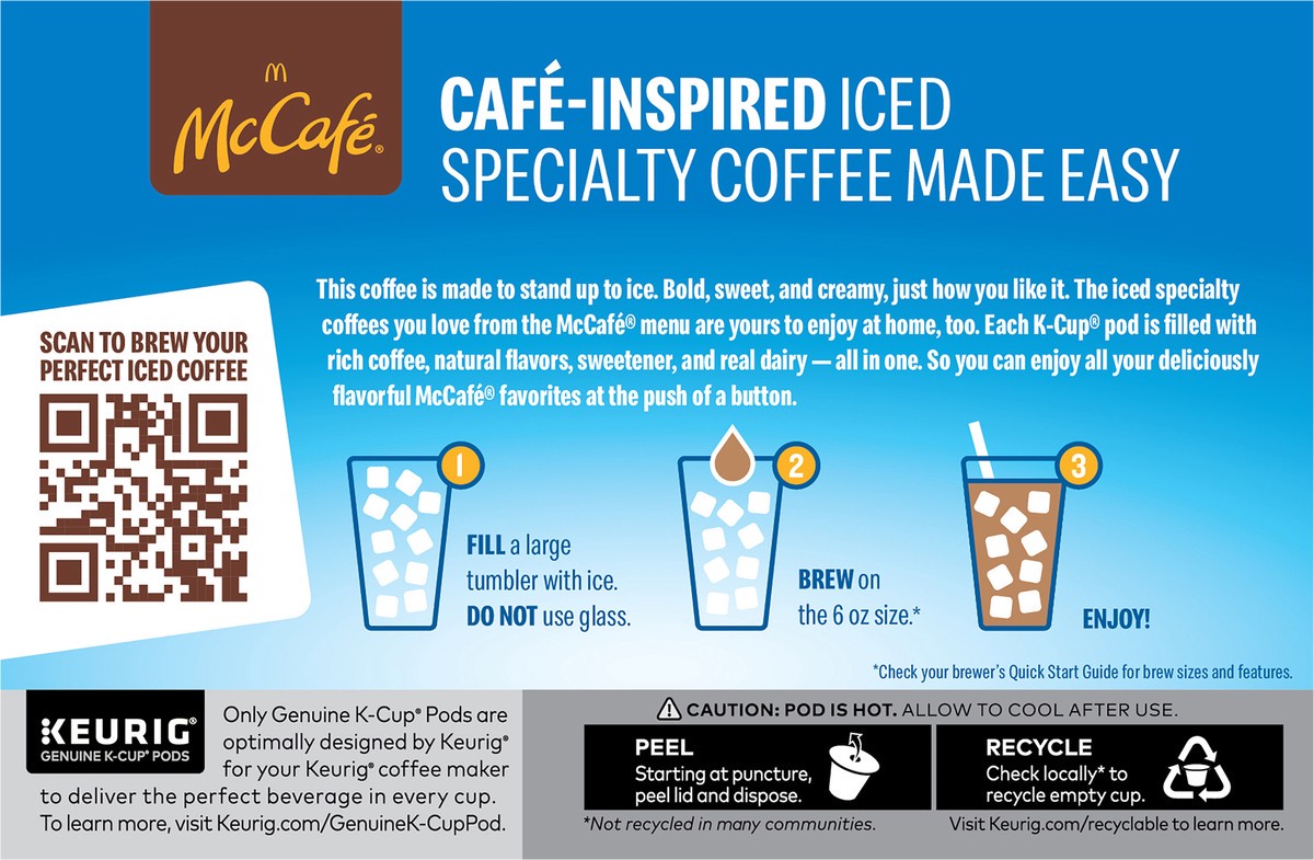 slide 7 of 7, McCafé ICED One Step Mocha Frappé, Keurig Single Serve K-Cup Pods, 10 Count, 10 ct