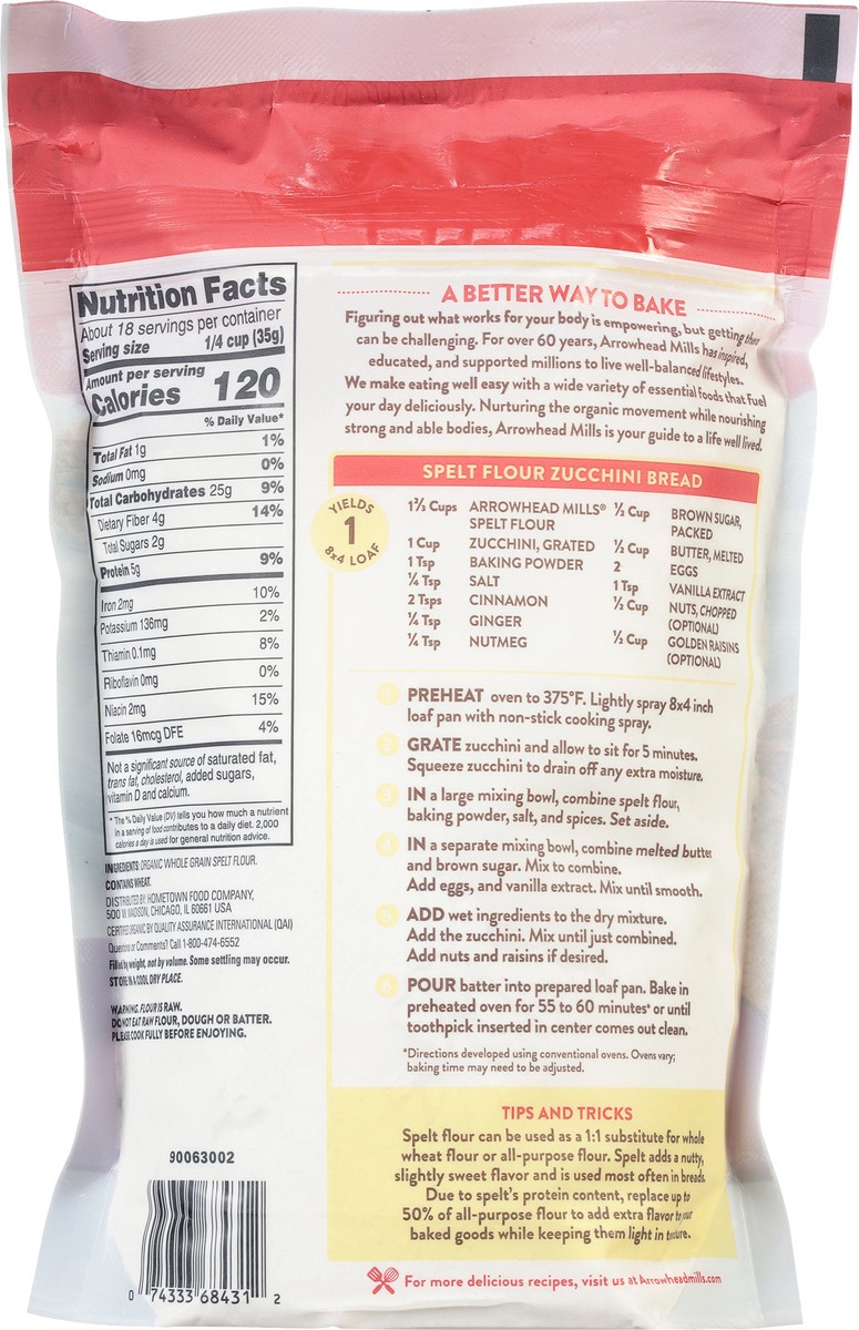 slide 3 of 9, Arrowhead Mills Organic Spelt Flour, 22 oz Bag, 22 oz