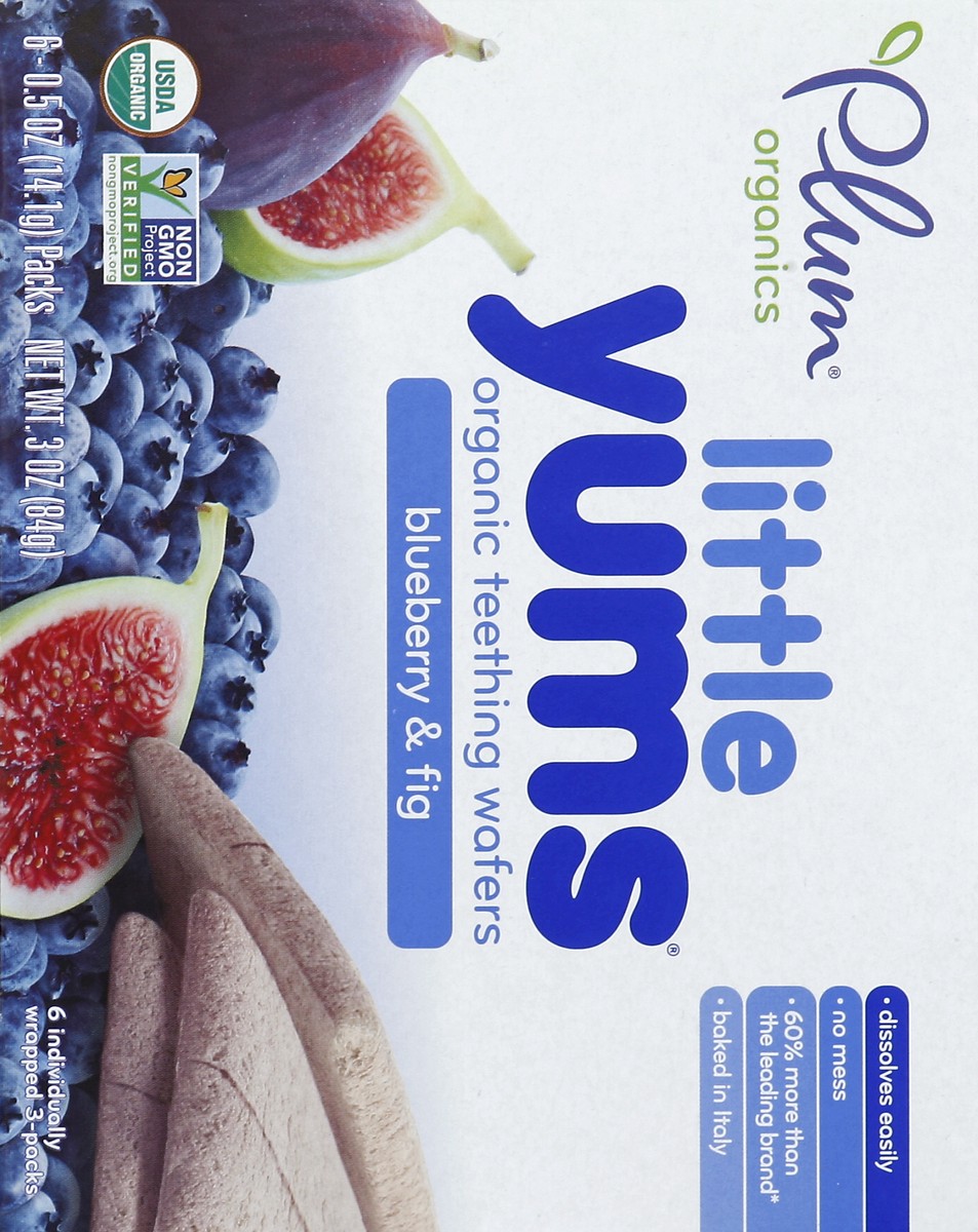 slide 5 of 5, Plum Organics Little Yums Blueberry & Fig Organic Teething Wafers S, 3 oz