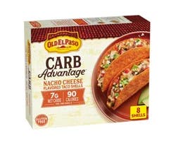 Old El Paso Carb Advantage Taco Shells, Nacho Cheese Flavored, 7g Net Carbs, 90 Calories, Gluten Free Crunchy Taco Shells, 8 Count, 3.95 oz