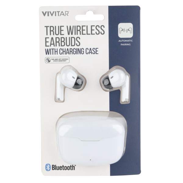 slide 1 of 2, Vivitar True Wireless Earbuds, White, Nil8002-Wht-Stk-24, 1 ct