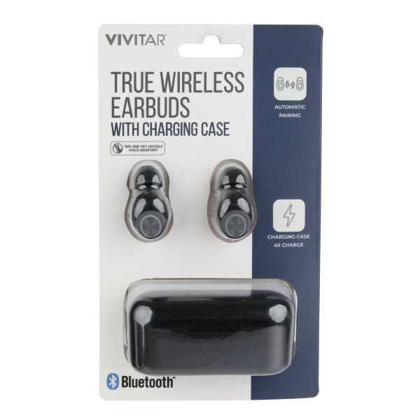 slide 1 of 2, Vivitar True Wireless Bluetooth Earbuds, Black, 1 ct