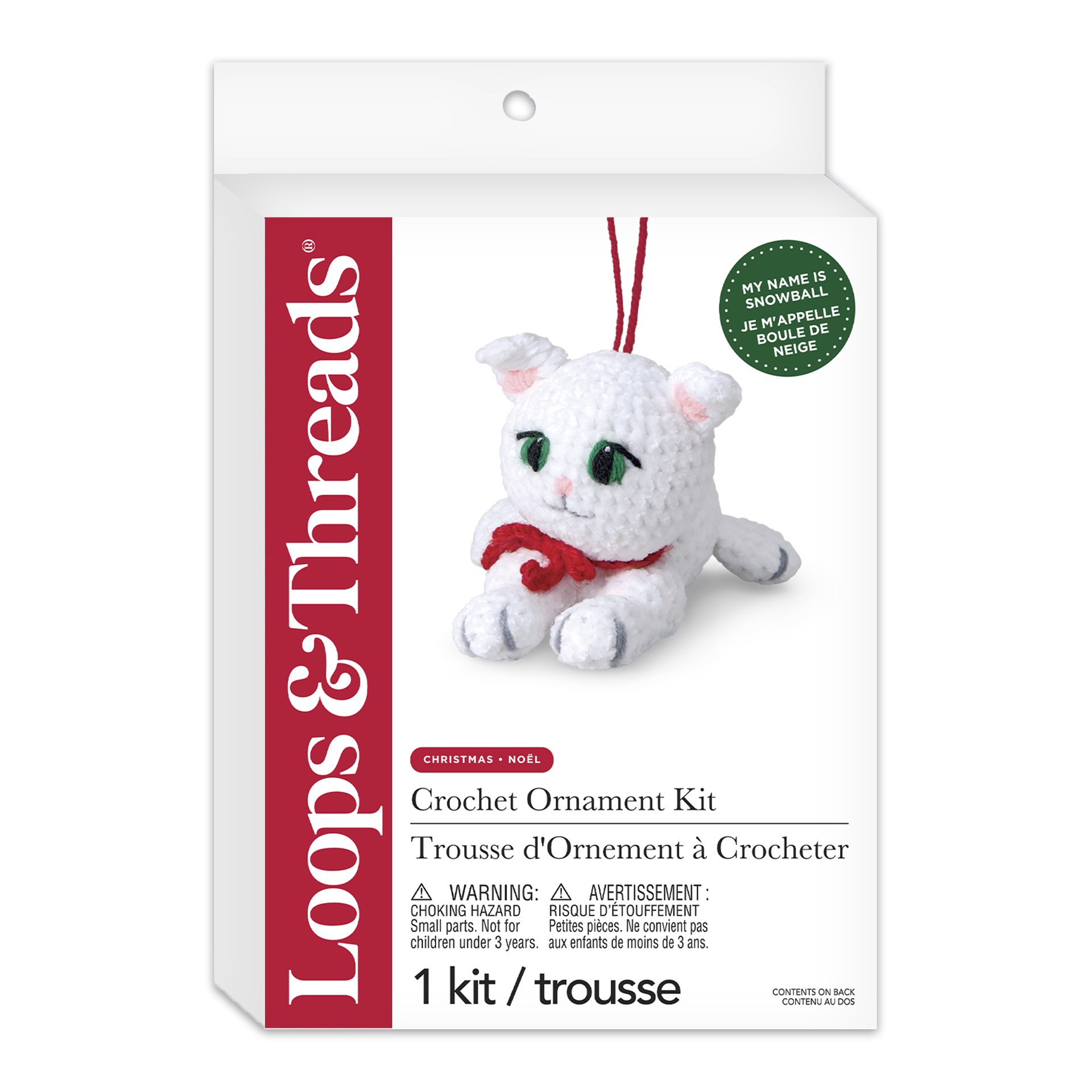slide 4 of 4, Intermediate White Cat Amigurumi Crochet Ornament Kit By Loops & Threads, 6 in x 7 in x 4.5 in