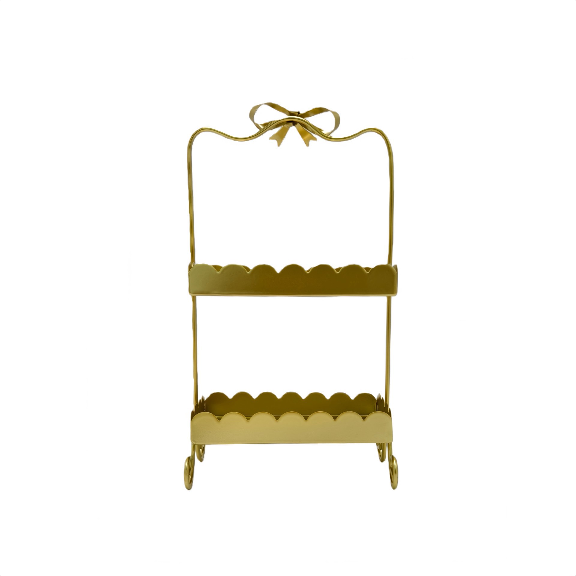 slide 2 of 4, 11" Gold Bow-Topped 2-Tier Decorative Metal Tray by Ashland, 11 in