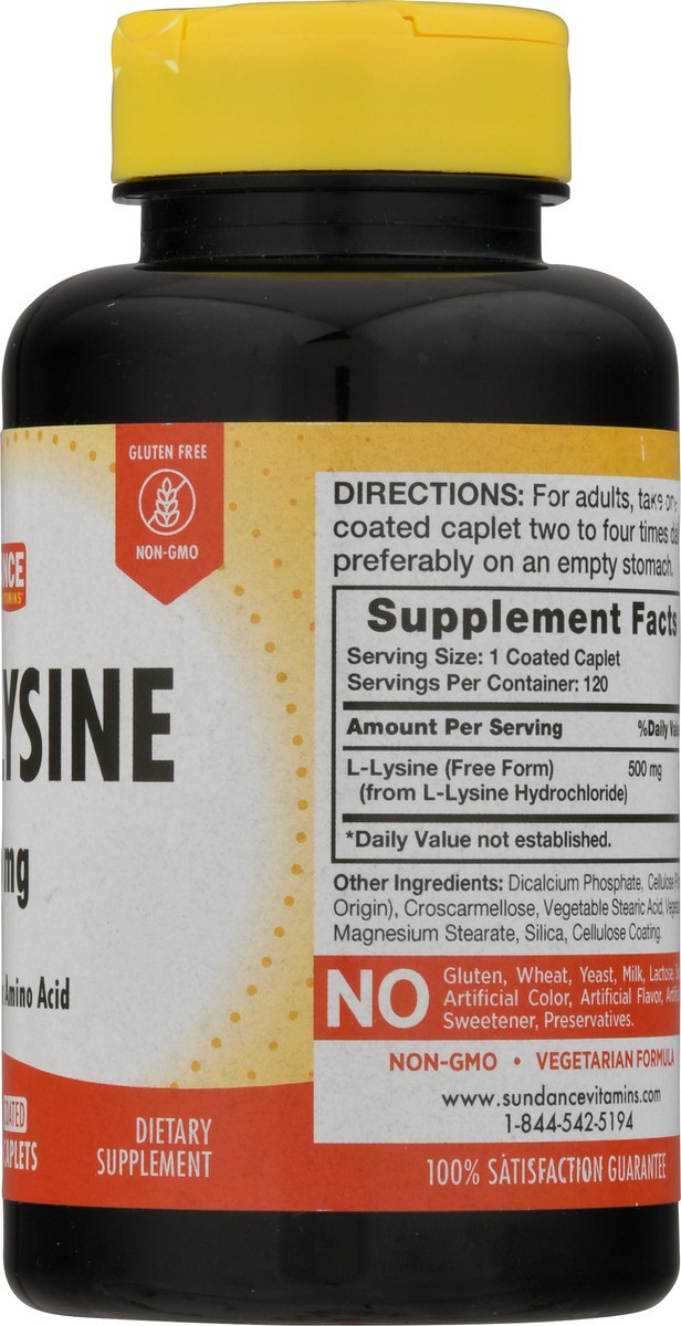 slide 4 of 9, Sundance Vitamins 500 mg L-Lysine Coated Caplets 120 ea, 120 ct