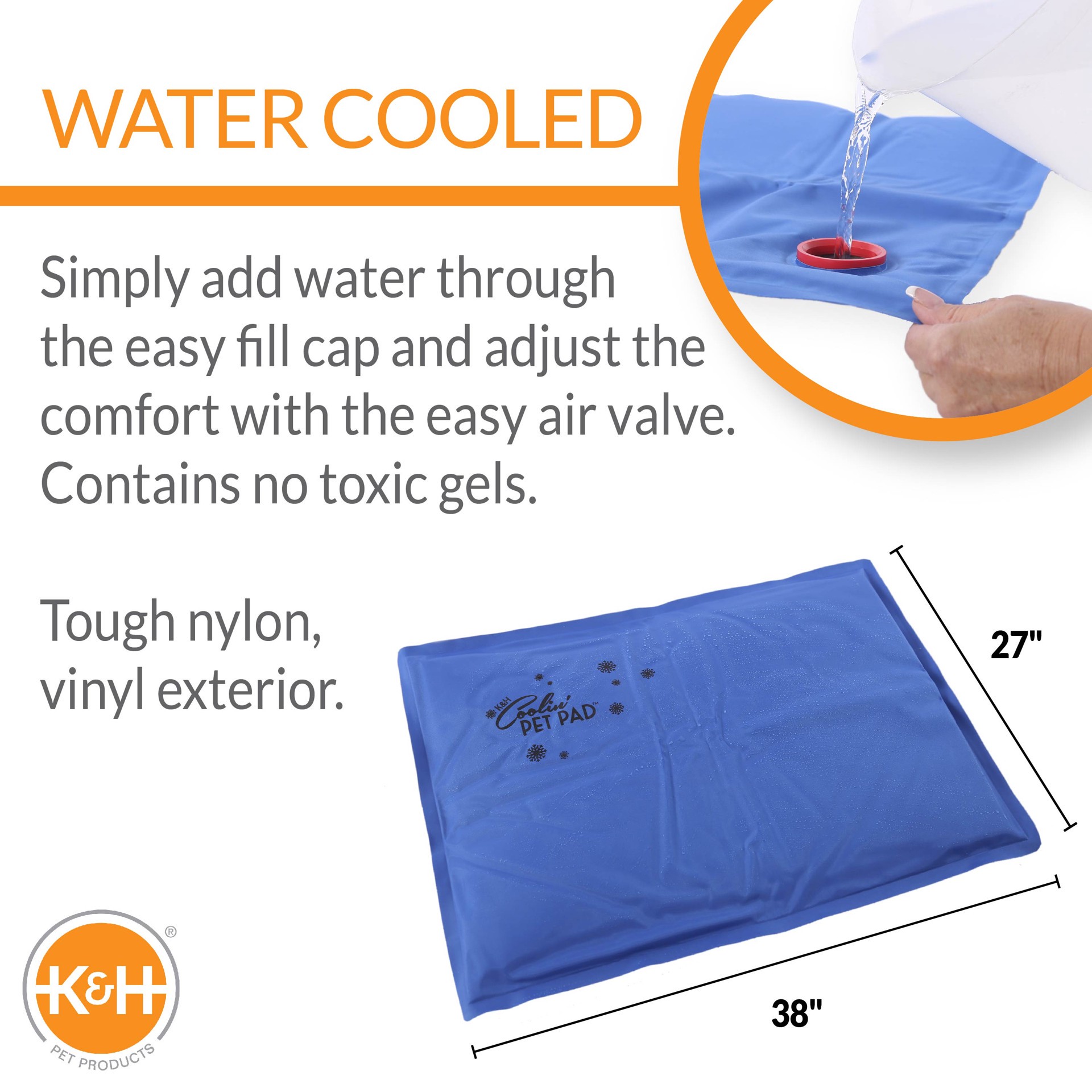 slide 2 of 9, K & H K&H Pet Products Coolin' Pet Pad Blue X-Large 27 X 38 Inches, 38 in