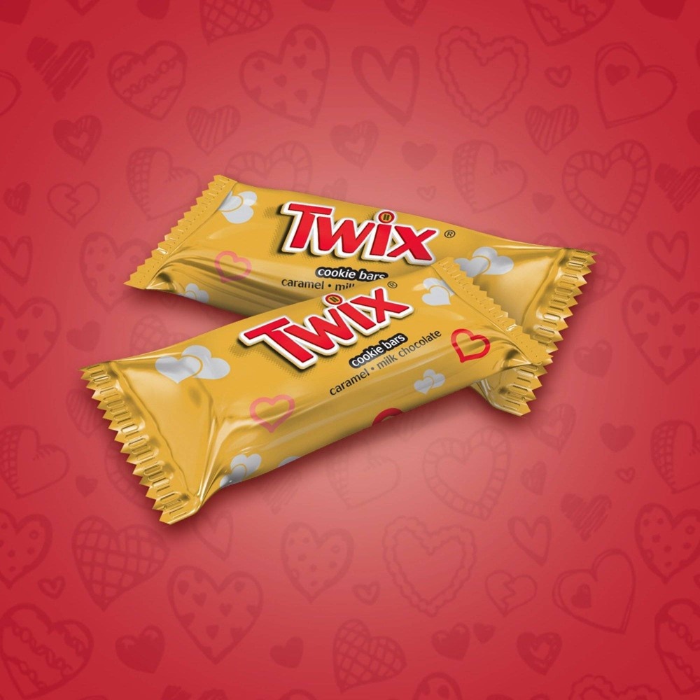 slide 2 of 3, TWIX Valentine's Caramel Minis Size Chocolate Cookie Bardy, 10.43 oz