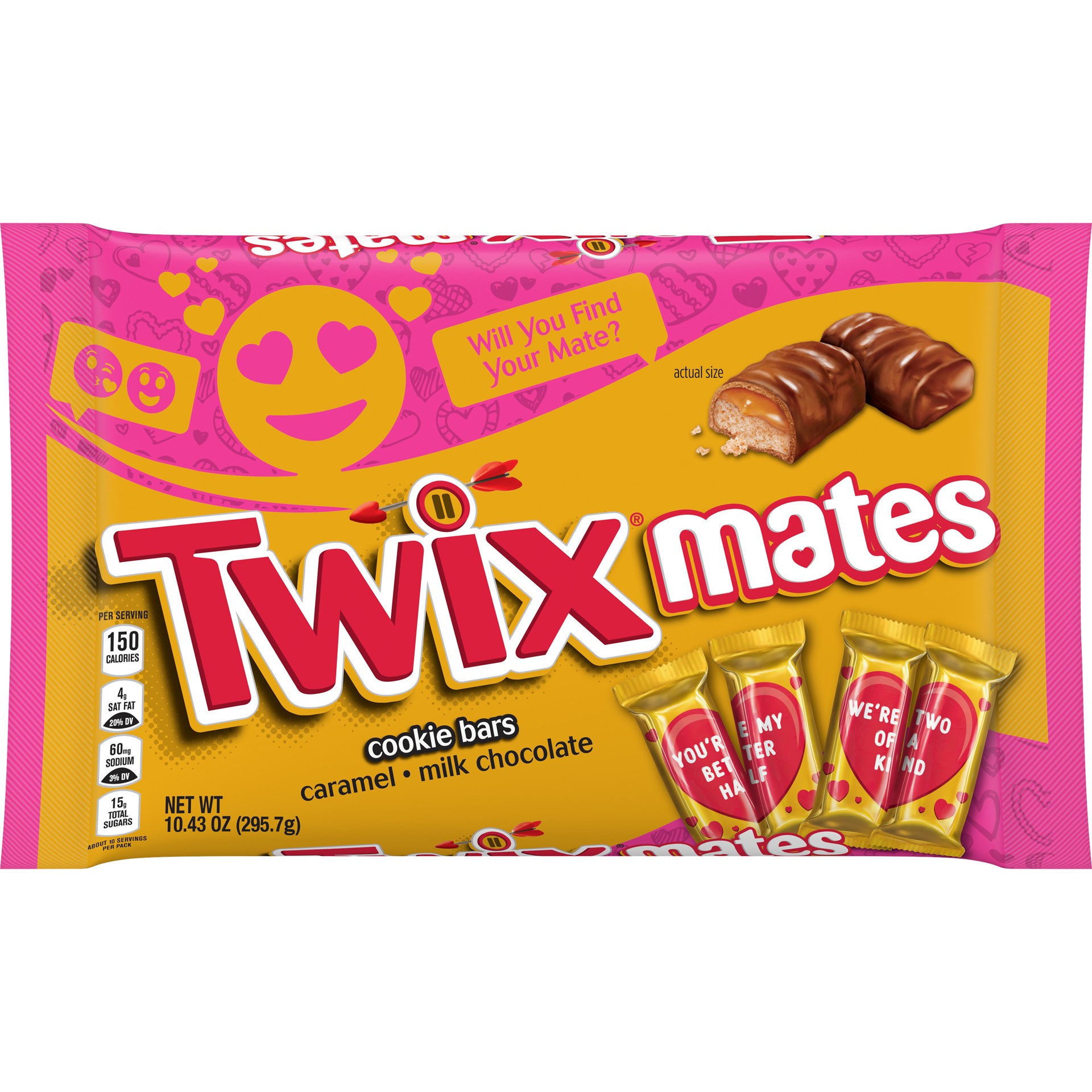 slide 1 of 4, TWIX Caramel Minis Size Chocolate Cookie Bar Valentine Candy, 10.43 oz Bag, 10.43 oz