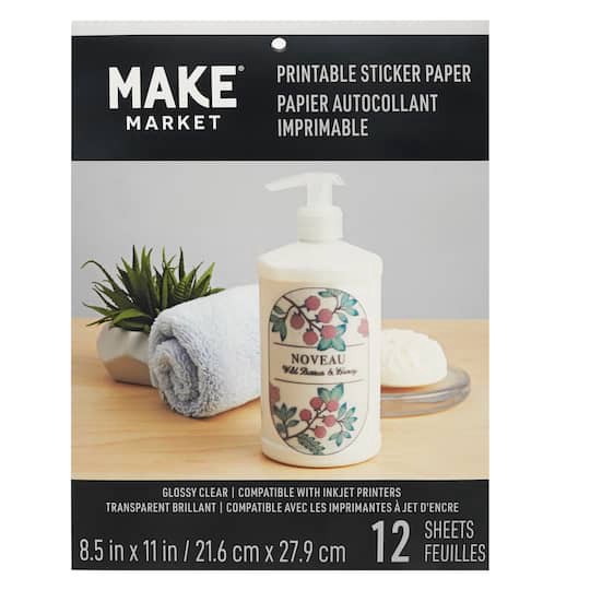 slide 1 of 5, 8.5" X 11" Clear Printable Sticker Paper By Make Market, 8.5 in x 11 in