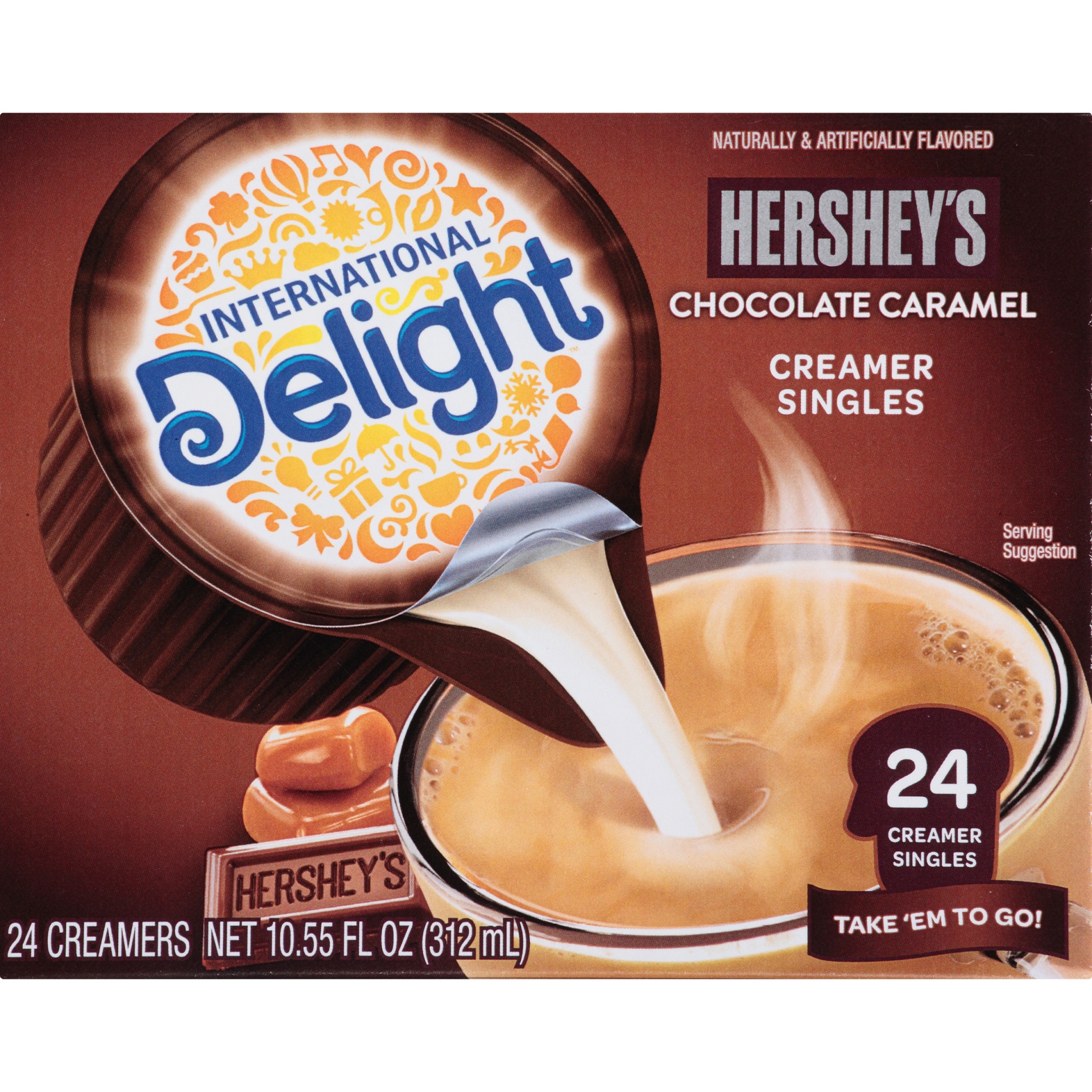 slide 6 of 8, International Delight Hershey's Chocolate Caramel Creamer Singles 24 Ct Box, 10.55 fl oz