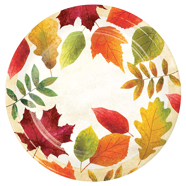 slide 1 of 1, Creative Converting Colorful Leaves Party Lunch Plate, 8 ct