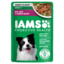 Proactive Health Adult 1+ Chunks in Gravy Beef, Peas & Carrots Recipe Dog Food 3.5 oz