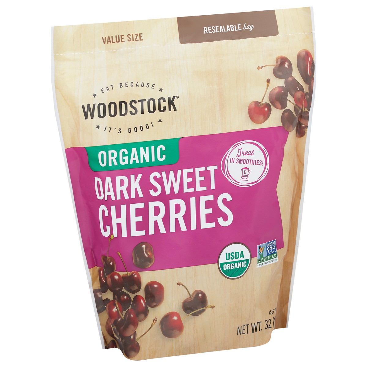 slide 9 of 14, Woodstock Value Size Organic Dark Sweet Cherries 32 oz, 32 oz