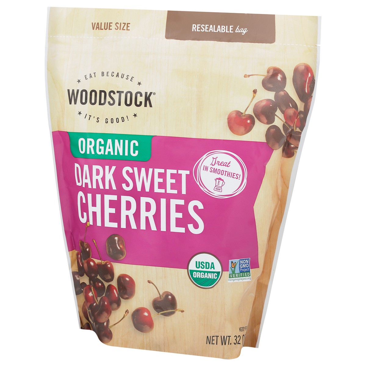 slide 6 of 14, Woodstock Value Size Organic Dark Sweet Cherries 32 oz, 32 oz