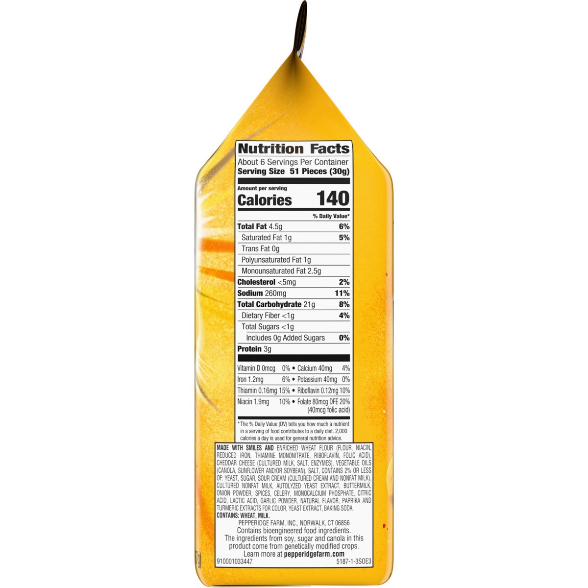 slide 10 of 11, Pepperidge Farm Cheddar and Sour Cream Crackers, 6.6 oz