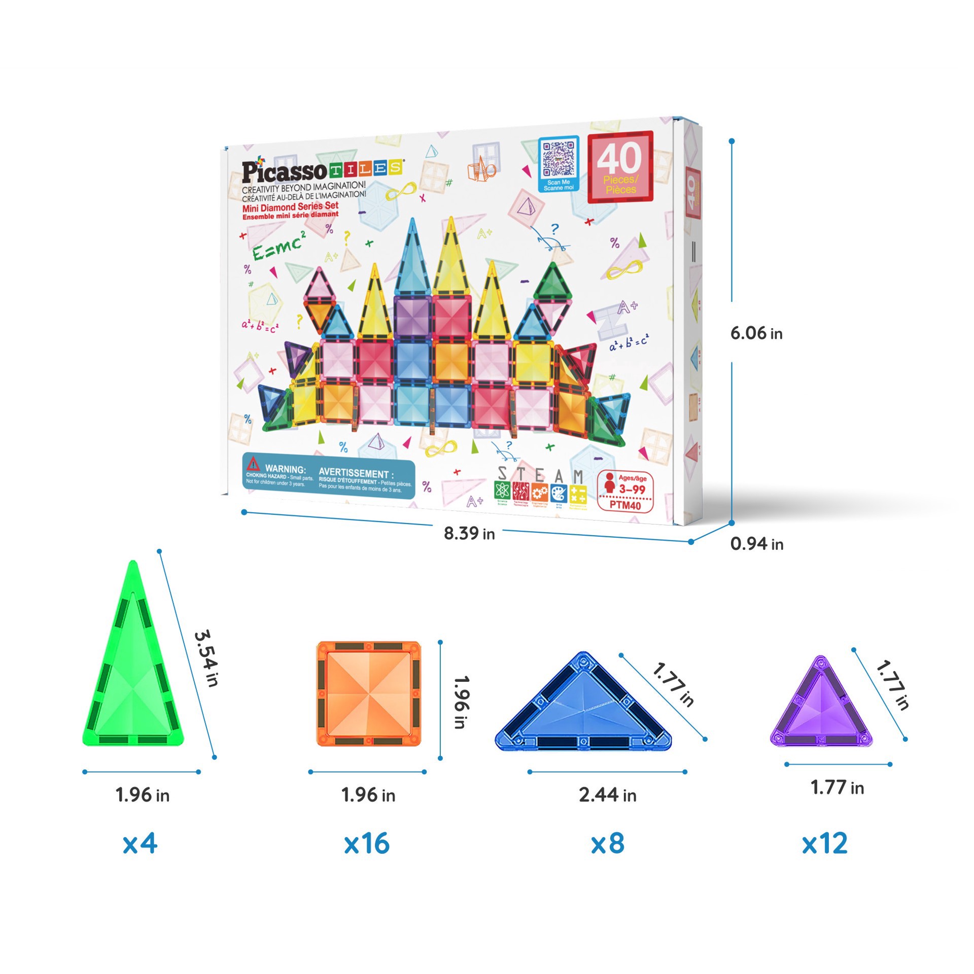 slide 5 of 7, Picassotiles 40-Piece Travel Size Building Block Tile Set, 40 ct