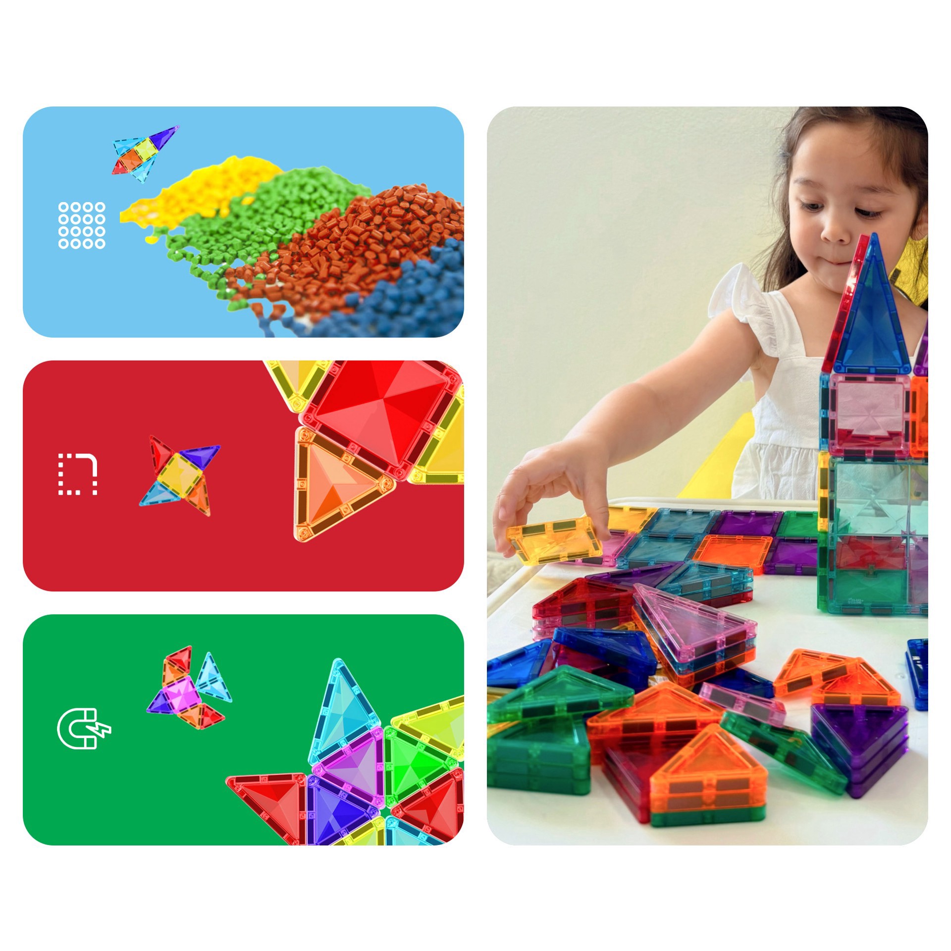 slide 3 of 7, Picassotiles 40-Piece Travel Size Building Block Tile Set, 40 ct