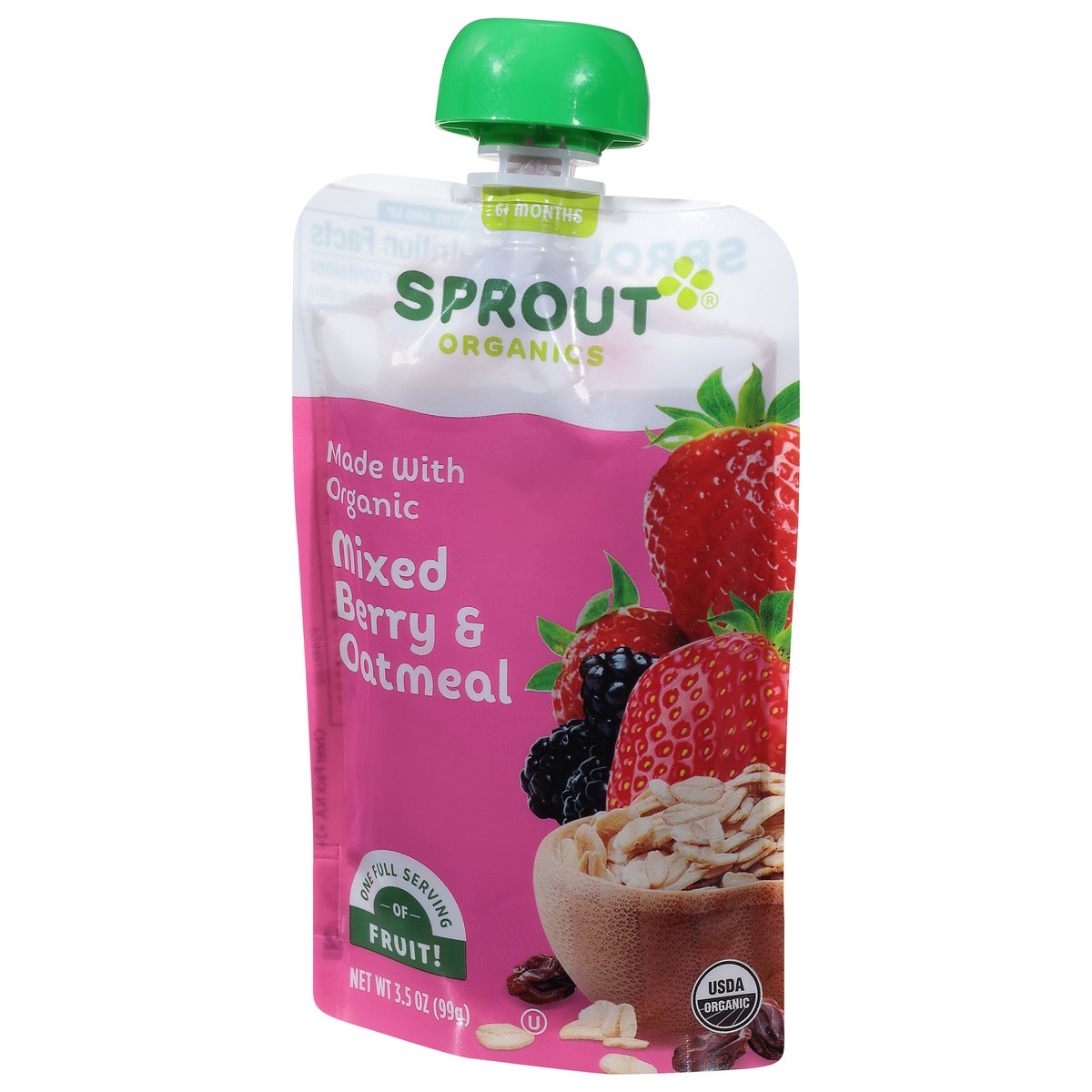 slide 3 of 9, Sprout Organics 6+ Months Mixed Berry & Oatmeal 3.5 oz, 3.5 oz