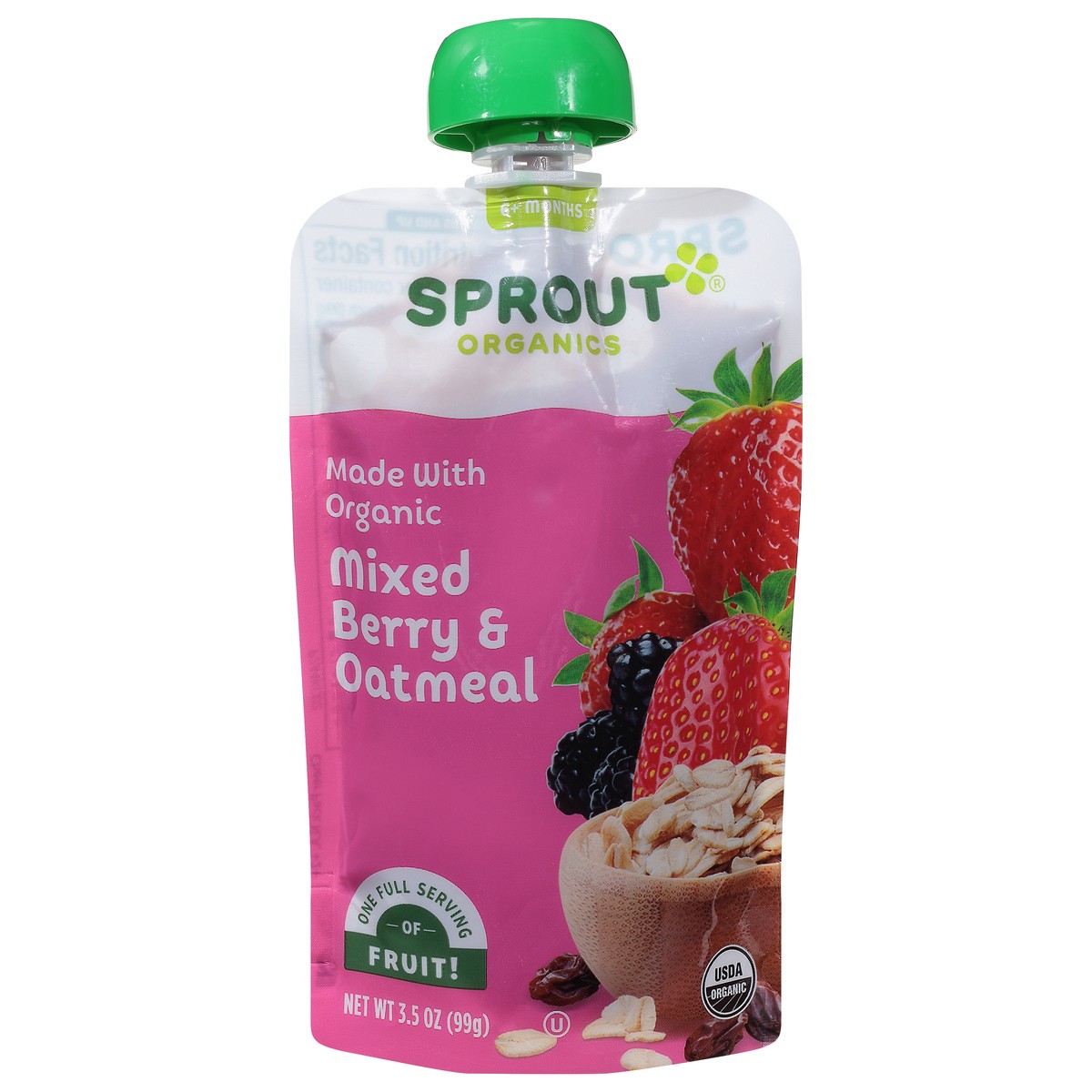 slide 1 of 9, Sprout Organics 6+ Months Mixed Berry & Oatmeal 3.5 oz, 3.5 oz