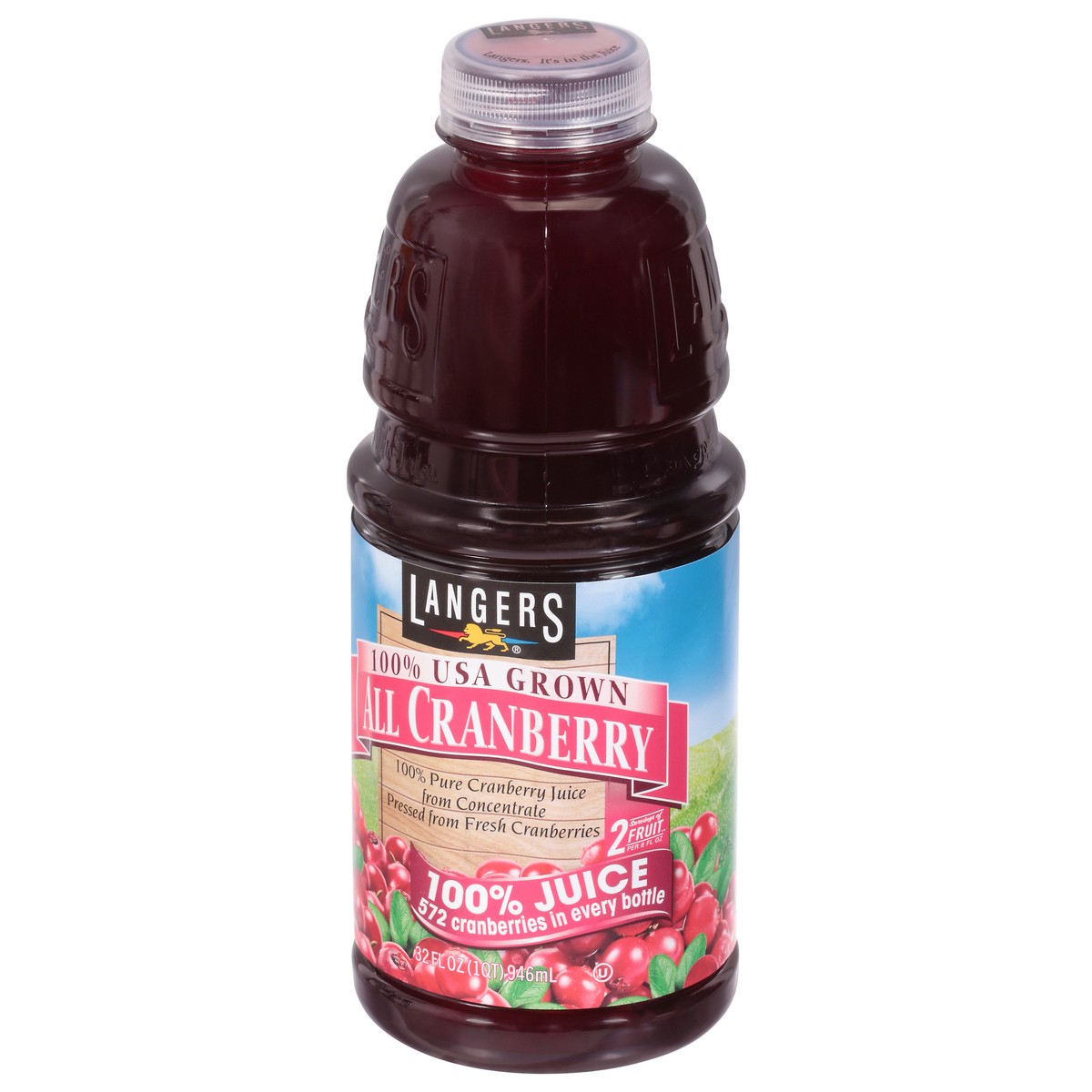 slide 7 of 9, Langers All Cranberry 100% Juice - 32 fl oz, 32 fl oz