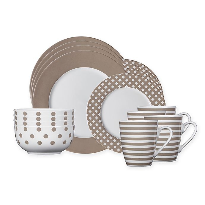 slide 1 of 2, Pfaltzgraff Kenna Dinnerware Set - Taupe, 16 ct