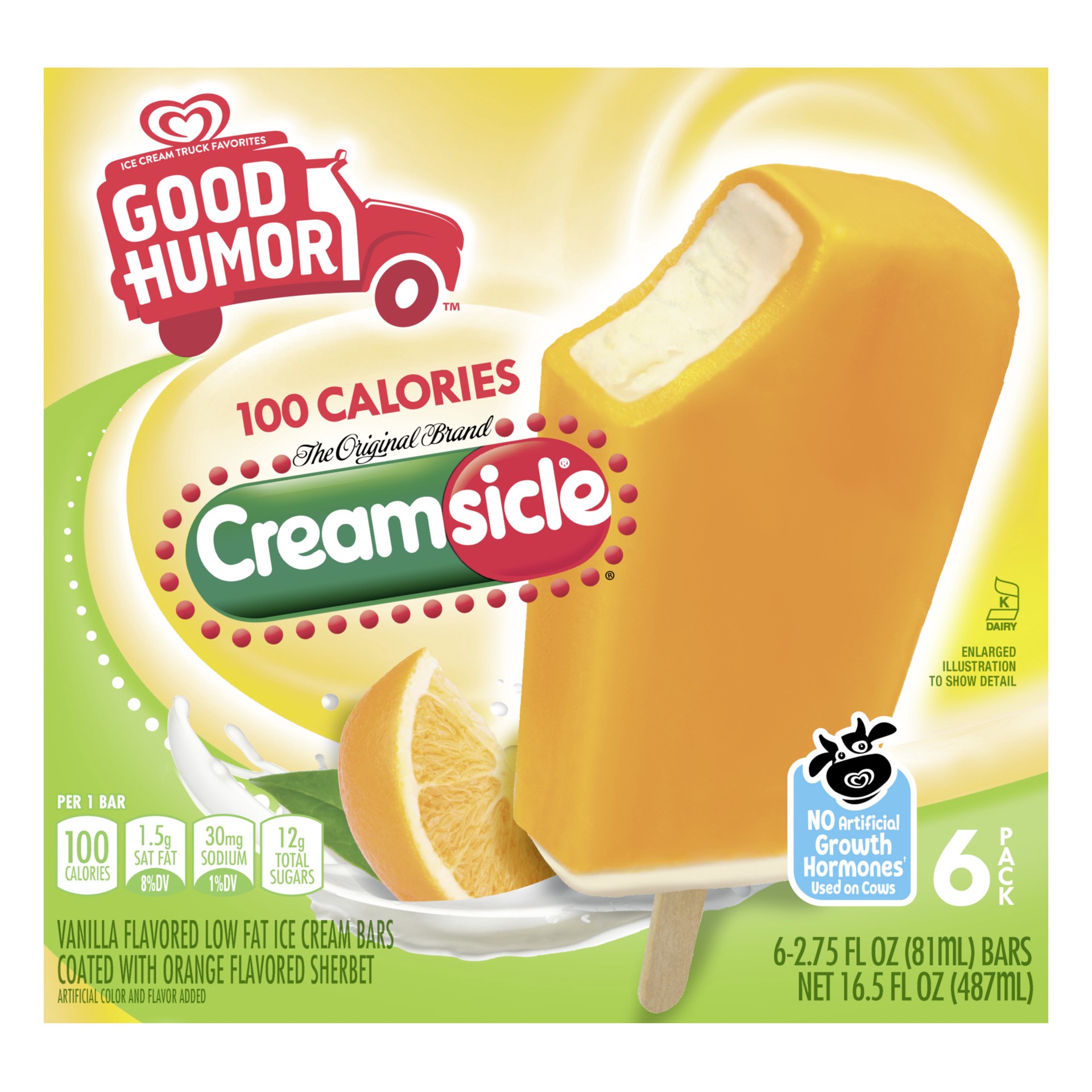 slide 1 of 61, Good Humor Ice Cream Bars Creamsicle, 16.5 oz, 6 Count, 16.5 oz