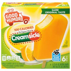 Good Humor Creamsicle Low Fat Vanilla Flavored Ice Cream Bars 6 - 2.75 fl oz Bars