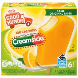Good Humor Creamsicle Low Fat Vanilla Flavored Ice Cream Bars 6 - 2.75 fl oz Bars