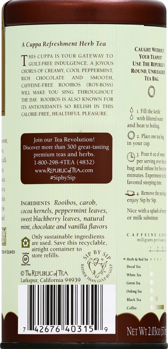 slide 8 of 9, The Republic of Tea Bags Peppermint Chocolate Tea - 36 ct, 36 ct