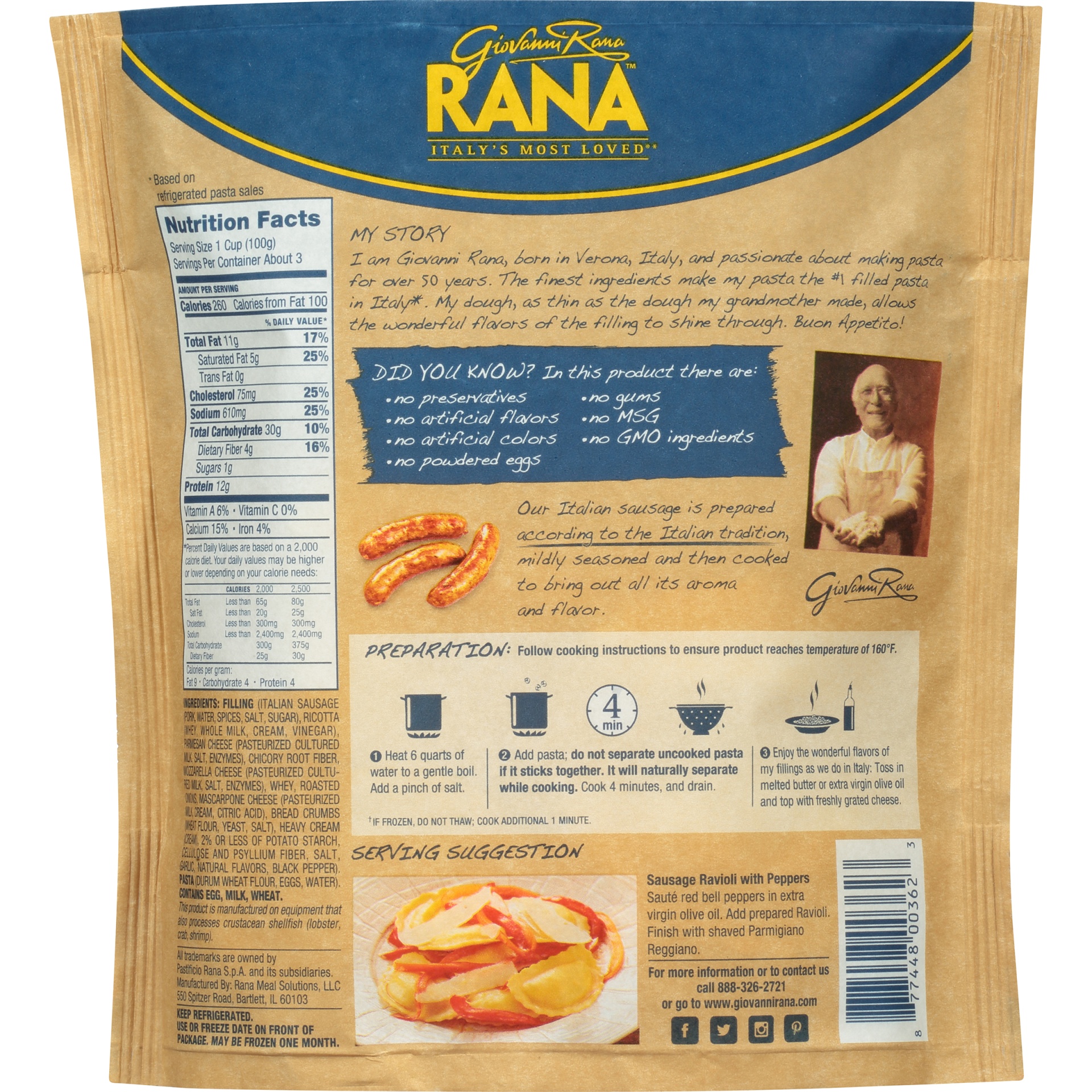 slide 4 of 6, Giovanni Rana Fresh Italian Sausage Ravioli, 1.67 oz