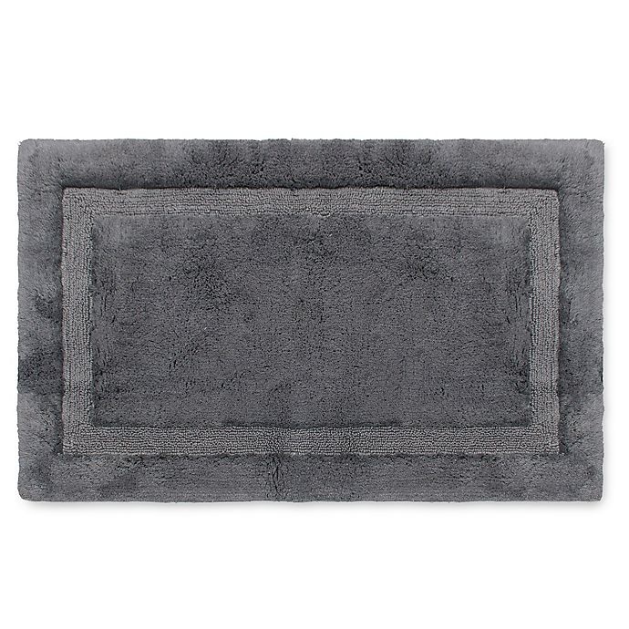 slide 1 of 1, Wamsutta Luxury Border Plush MicroCotton Bath Rug - Slate Grey, 24 in x 40 in