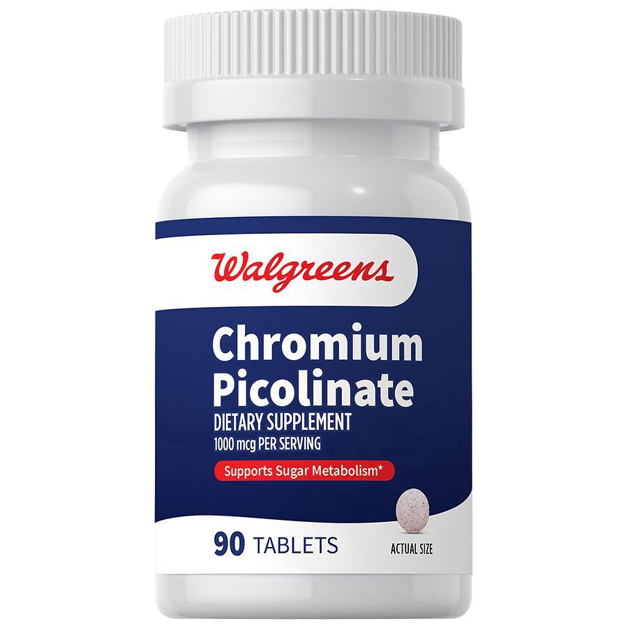slide 1 of 3, Walgreens Chromium Picolinate 1000 mcg Tablets, 90 ct