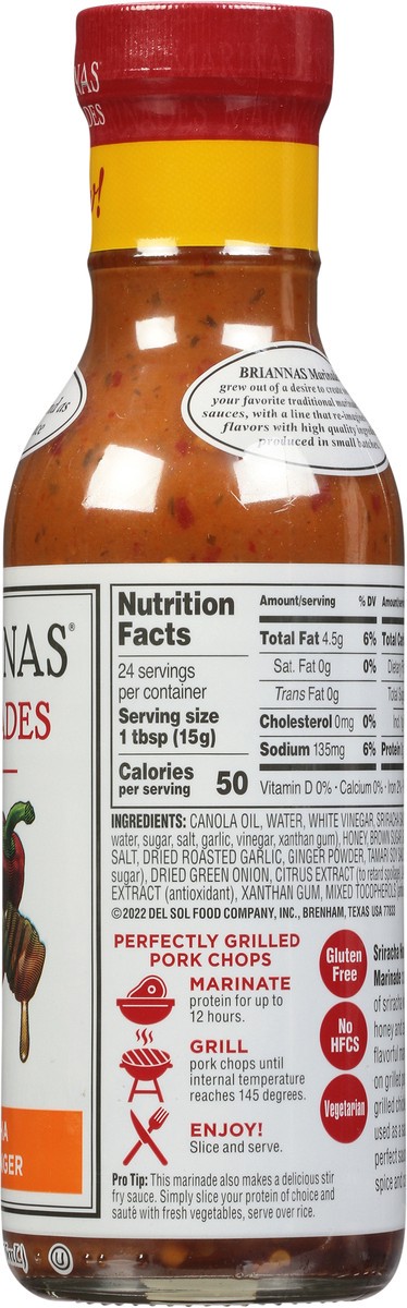 slide 5 of 14, BRIANNAS Sriracha Honey Ginger Marinades 12 fl oz, 12 oz