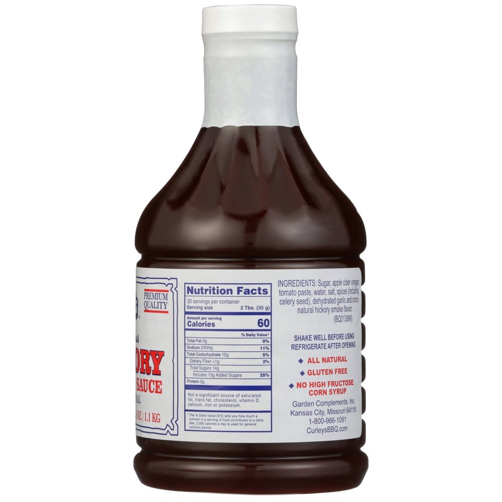 slide 2 of 5, Curley's Famous Hickory Barbecue Sauce, 38 oz