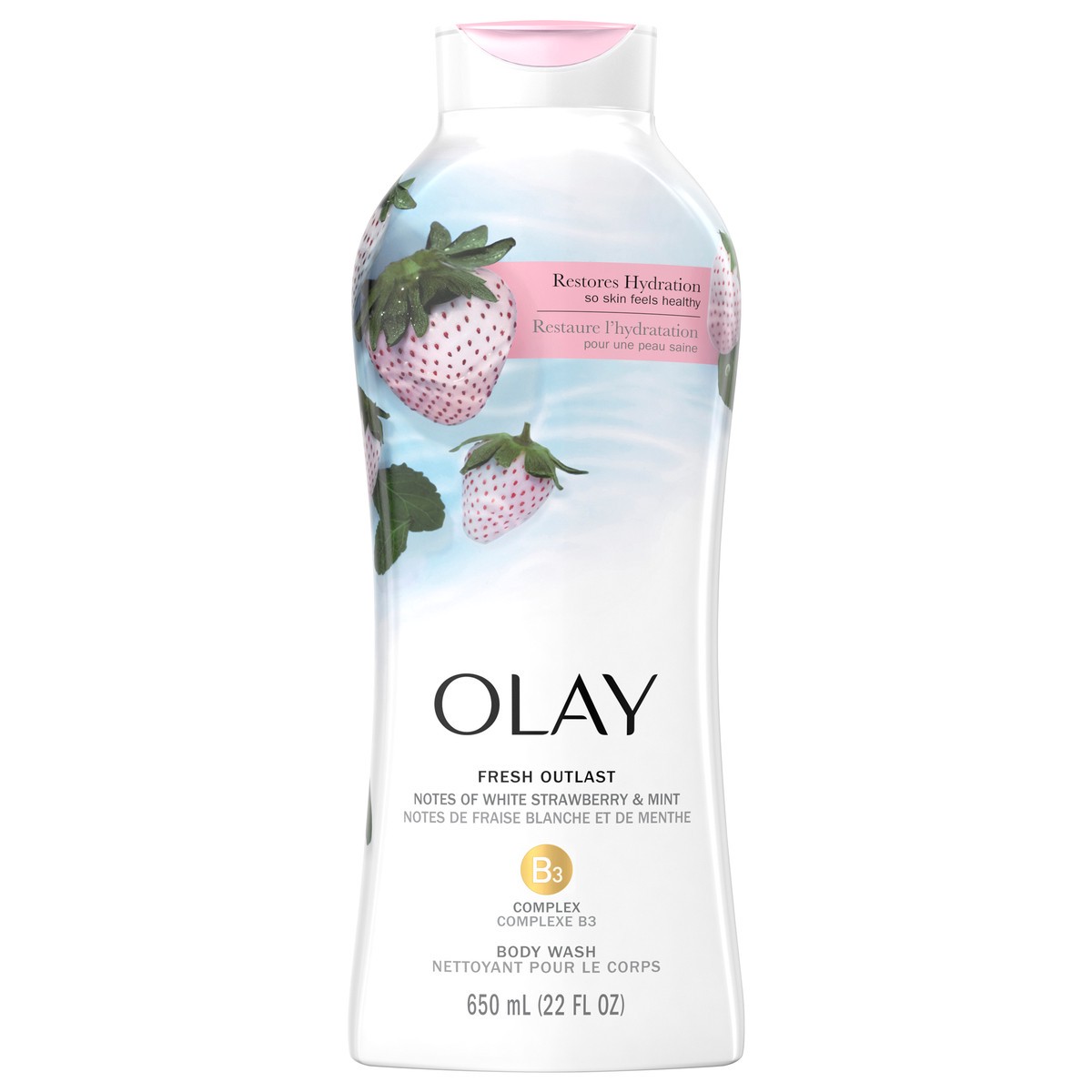 slide 1 of 3, Olay Fresh Outlast Body Wash White Strawberry & Mint - 22 fl oz, 22 fl oz