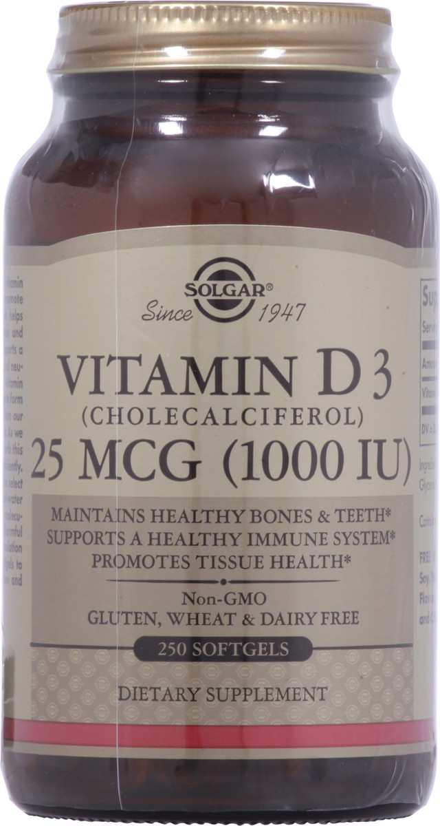 slide 2 of 9, Solgar 25 mcg Vitamin D3 250 Softgels, 250 ct