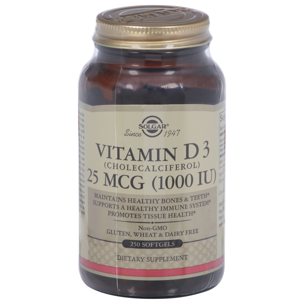 slide 1 of 9, Solgar 25 mcg Vitamin D3 250 Softgels, 250 ct