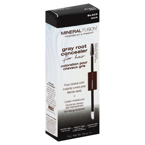 slide 1 of 4, Mineral Fusion Gray Root Concealer, Black, 0.28 oz