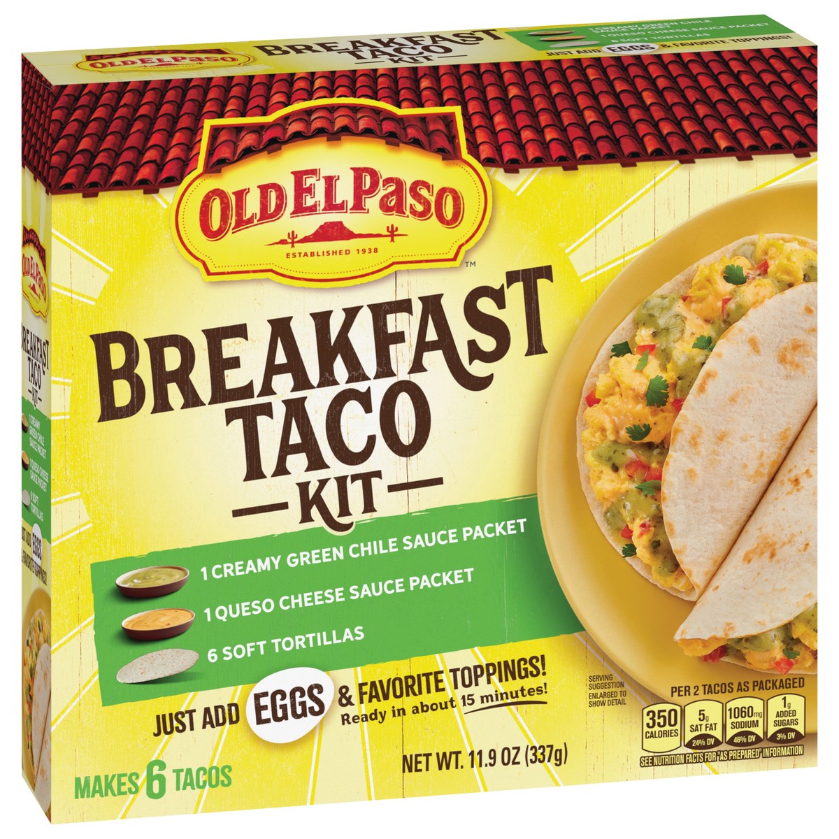 slide 7 of 14, Old El Paso Breakfast Taco Kit with Sauces and Soft Tortillas, Makes 6 Tacos, 11.9 oz, 11.9 oz