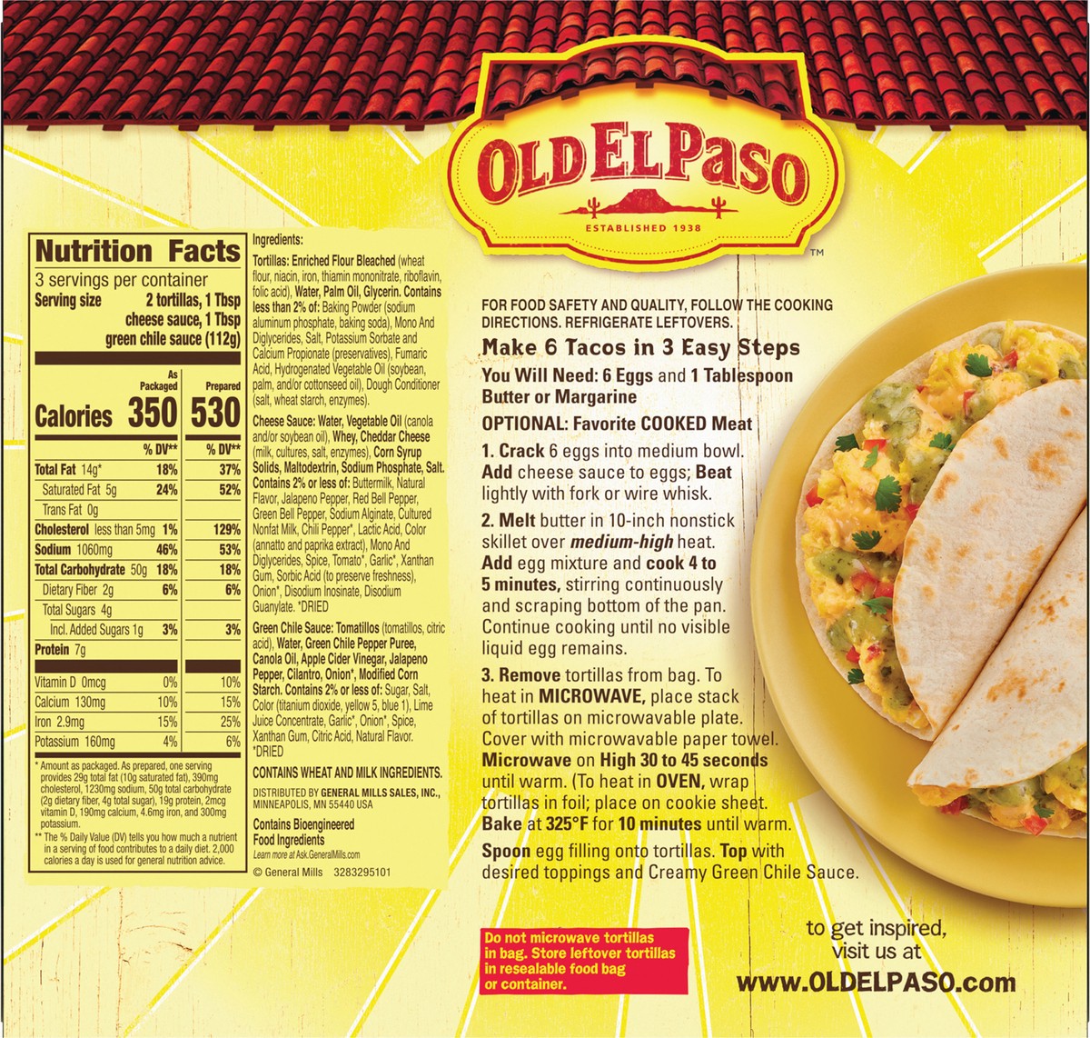 slide 10 of 14, Old El Paso Breakfast Taco Kit with Sauces and Soft Tortillas, Makes 6 Tacos, 11.9 oz, 11.9 oz