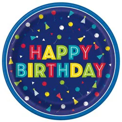 Unique Peppy Birthday Plate, 9 In, 8 Ct