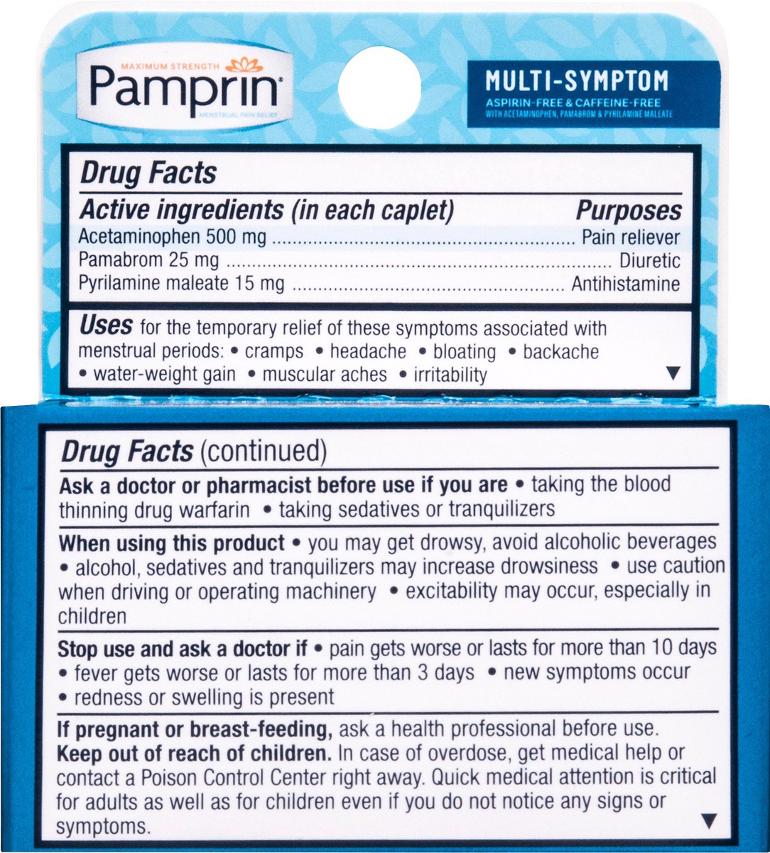 slide 2 of 7, Pamprin Multi-Symptom Relief 20 Caplets, 20 ct