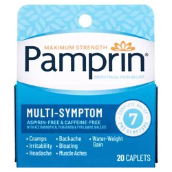 Pamprin Maximum Strength Multi-Symptom Menstrual Pain Relief Caplets, 20 ct