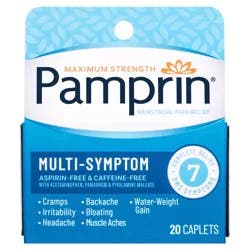 Pamprin Maximum Strength Multi-Symptom Menstrual Pain Relief Caplets, 20 ct